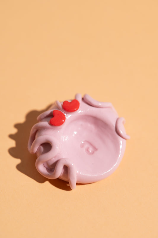 personalisierter Sorgenstein Gehirn aus Polymer Clay mit Initiale