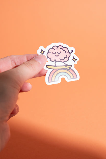 Sticker Skateboard Gehirn Regenbogen